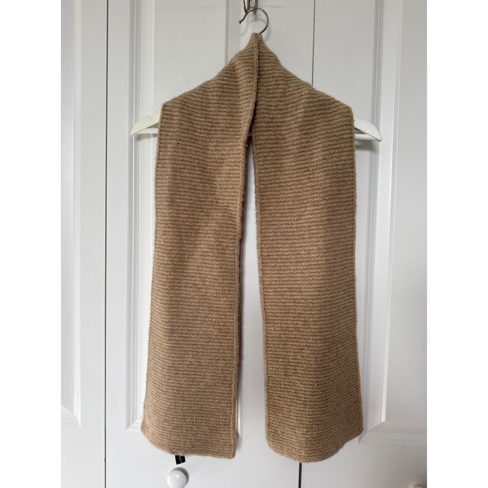 Vintage Gap Scarf 100% Lambswool Ribbed Knit Camel Tan Brown